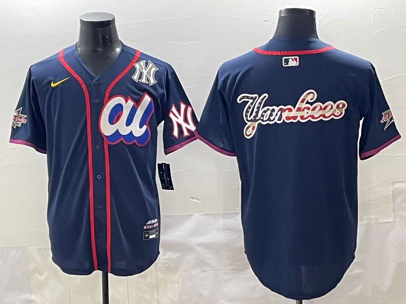 Men 2025 New York Yankees Blank Drak Blue All star Blank Blue Nike MLB Jersey style 6->san diego padres->MLB Jersey